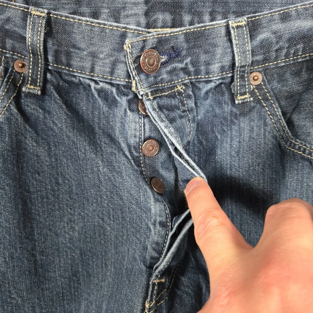 Levis 501 Jeans‎ Mens 34x32 (fits 34x30) Blue Button Fly dark wash